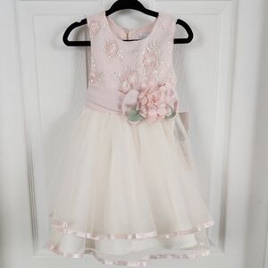Rare Editions Blush and Ivory Floral Dress